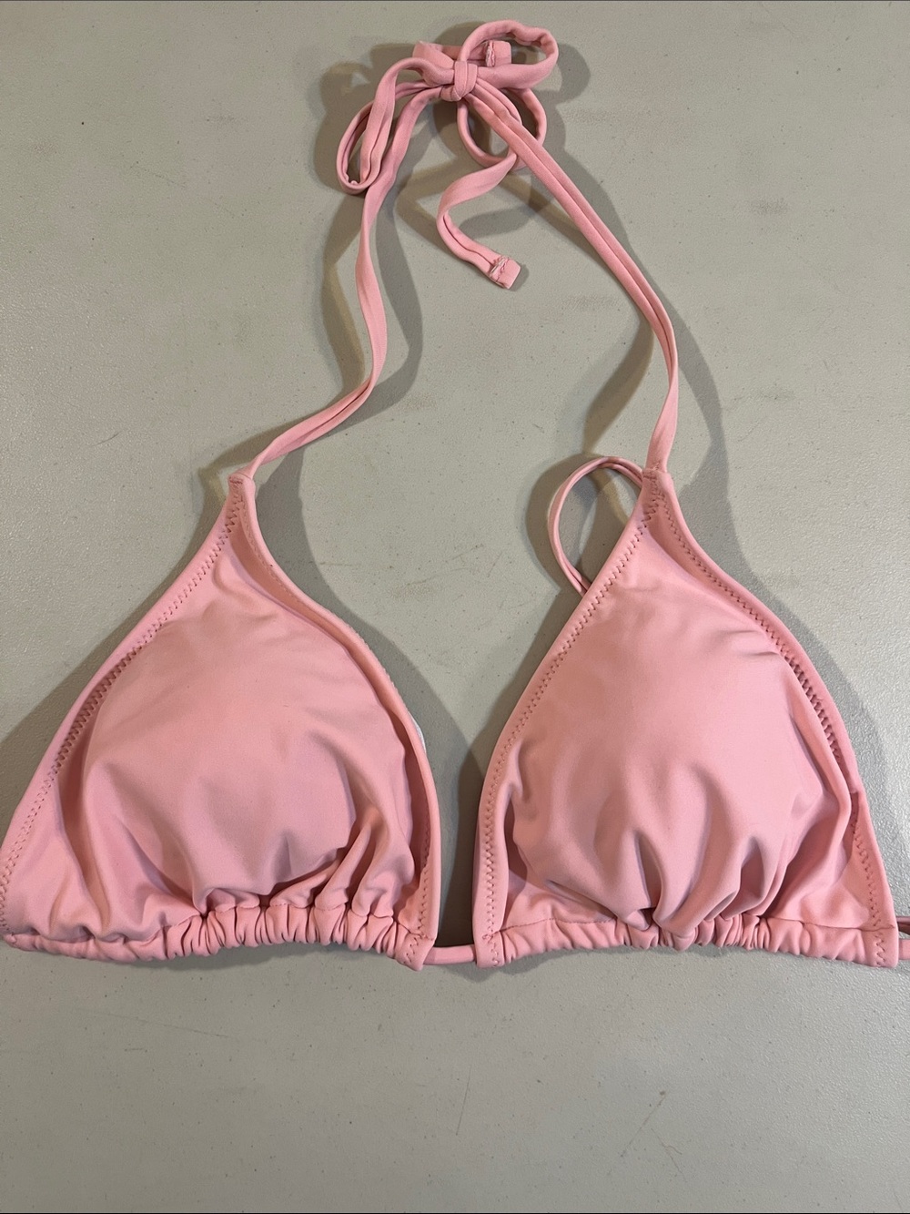 Soft Pink Triangle Halter Bikini Top